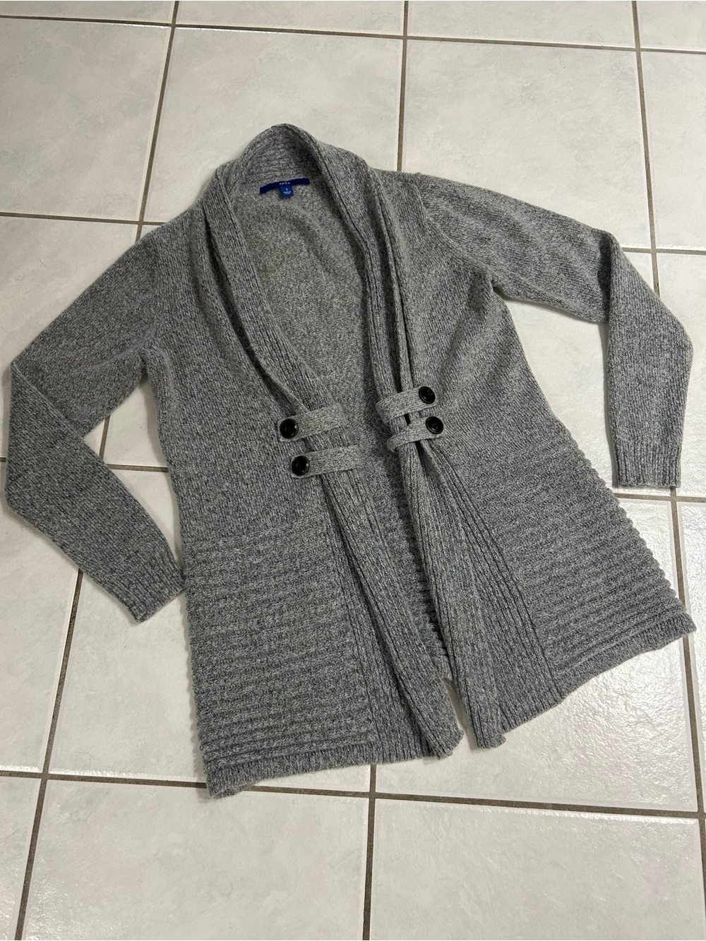 Apt. 9 Gray Shawl-Collar Button Accent Cardigan